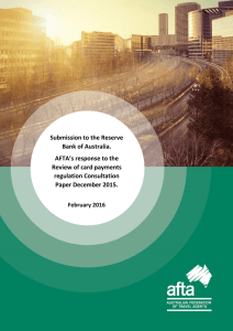 Submission to the Reserve Bank of Australia. AFTA’s response to the