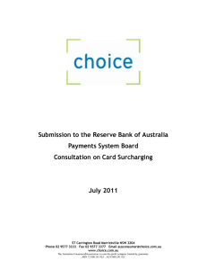 Submission to the Reserve Bank of Australia Payments System Board