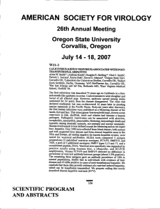 AMERICAN SOCIETY FOR VIROLOGY 26th Annual Meeting
