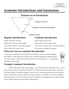 Academic Introductions and Conclusions  ) Elements of an Introduction