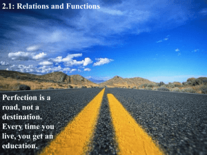 2.1: Relations and Functions Perfection is a road, not a destination.