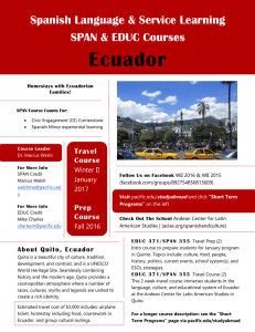 Ecuador Spanish Language &amp; Service Learning SPAN &amp; EDUC Courses Travel