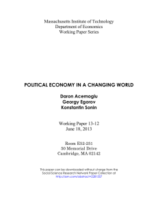 POLITICAL ECONOMY IN A CHANGING WORLD Working Paper 13-12 June 18, 2013