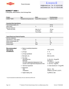 Lenntech DOWEX™ NSR-1 Tel. +31-152-610-900 www.lenntech.com   Fax. +31-152-616-289