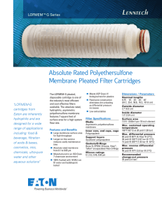 Absolute Rated Polyethersulfone Membrane Pleated Filter Cartridges LOFMEM™G Series