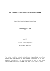 BALANCE SHEET RESTRUCTURING AND INVESTMENT Research Discussion Paper 9308