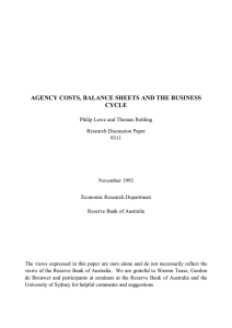 AGENCY COSTS, BALANCE SHEETS AND THE BUSINESS CYCLE