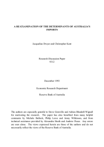A RE-EXAMINATION OF THE DETERMINANTS OF AUSTRALIA'S IMPORTS Research Discussion Paper