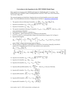 Corrections to the Equations in the 1995 VDMOS Model Paper