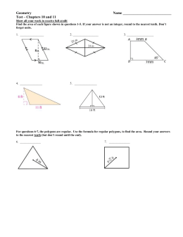 Geometry Name                             Test – Chapter 10