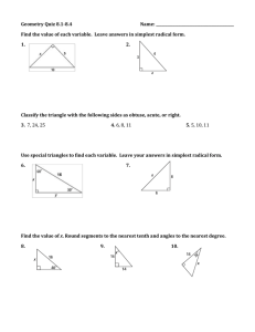 Geometry Quiz 8.1-8.4  Name: __________________________________________
