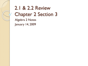 2.1 &amp; 2.2 Review Chapter 2 Section 3 Algebra 2 Notes