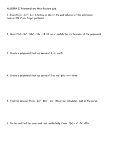 ALGEBRA II Polynomial and their Factors quiz.