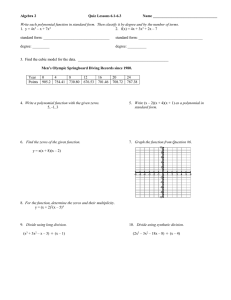 Algebra 2  Quiz Lessons 6.1-6.3 Name __________________________________