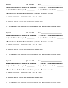Permutations and Combinations Worksheet Answer Key