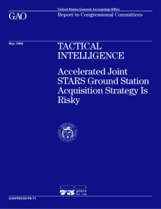 GAO TACTICAL INTELLIGENCE Accelerated Joint