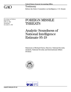 GAO FOREIGN MISSILE THREATS Analytic Soundness of