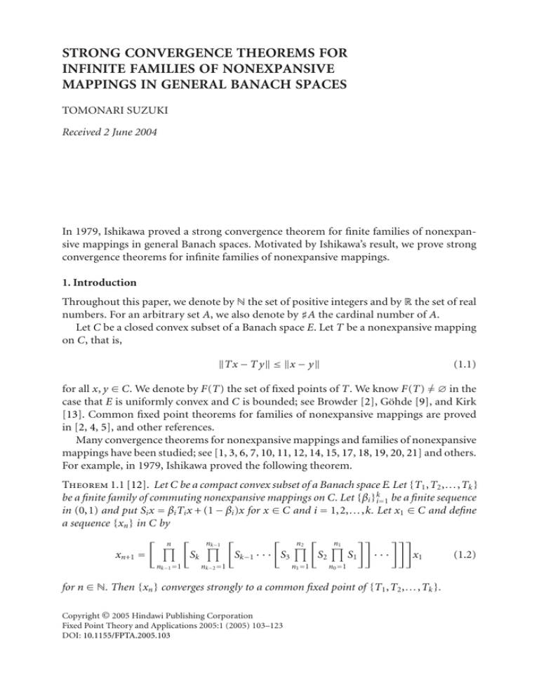 STRONG CONVERGENCE THEOREMS FOR INFINITE FAMILIES OF NONEXPANSIVE