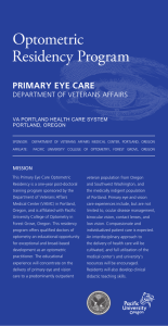 Optometric Residency Program PRIMARY EYE CARE DEPARTMENT OF VETERANS AFFAIRS