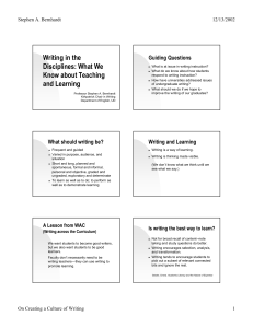 Writing in the Disciplines: What We Know about Teaching Guiding Questions