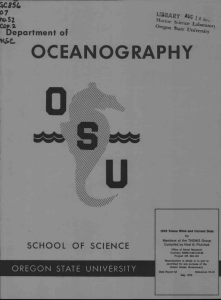 OCEANOGRAPHY $0854 of SCHOOL OF SCIENCE
