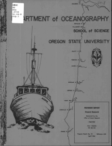 \RTMENT of OCEANOGRAPHY OREGON STATE UNIVERSITY r SCHOOL of SCIENCE