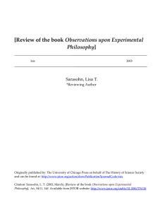 Observations upon Experimental Philosophy Sarasohn, Lisa T.
