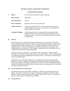 1999-00 PLANNING AND REVIEW COMMITTEE  Consultant Recommendation I.