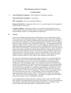 2002­03 Planning and Review Committee  Consultant Report  I.  General Education Component