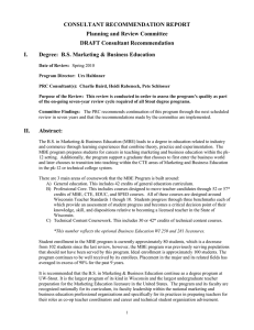 CONSULTANT RECOMMENDATION REPORT Planning and Review Committee DRAFT Consultant Recommendation I.
