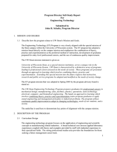 Program Director Self-Study Report For Engineering Technology
