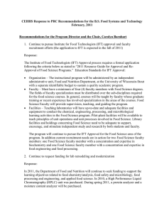 CEHHS Response to PRC Recommendations for the B.S. Food Systems... February, 2011