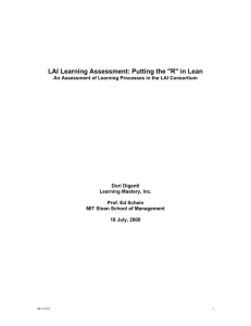LAI Learning Assessment: Putting the &#34;R&#34; in Lean
