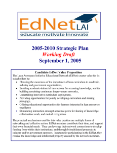 2005-2010 Strategic Plan September 1, 2005 Working Draft Candidate EdNet Value Proposition