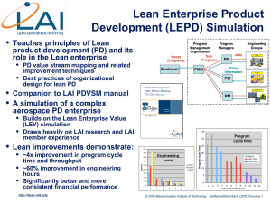 Lean Enterprise Product Development (LEPD) Simulation •  
