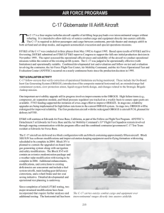 T C-17 Globemaster III Airlift Aircraft AIR FORCE PROGRAMS