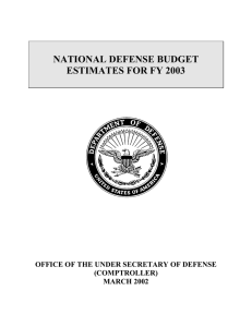 NATIONAL DEFENSE BUDGET ESTIMATES FOR FY 2003 (COMPTROLLER)