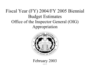 Fiscal Year (FY) 2004/FY 2005 Biennial Budget Estimates Appropriation