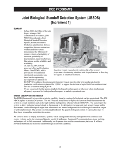Joint Biological Standoff Detection System (JBSDS) (Increment 1) DOD PROGRAMS