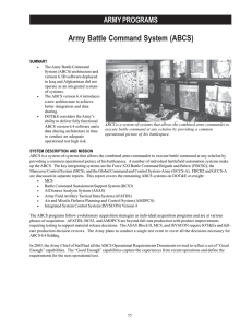Army Battle Command System (ABCS) ARMY PROGRAMS