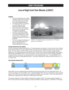 Line-of-Sight Anti-Tank Missile (LOSAT) ARMY PROGRAMS