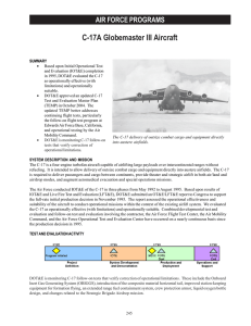 C-17A Globemaster III Aircraft AIR FORCE PROGRAMS