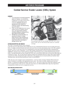 Combat Survivor Evader Locator (CSEL) System AIR FORCE PROGRAMS