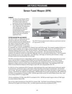 Sensor Fuzed Weapon (SFW) AIR FORCE PROGRAMS