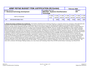 ARMY RDT&amp;E BUDGET ITEM JUSTIFICATION (R2 Exhibit) February 2004
