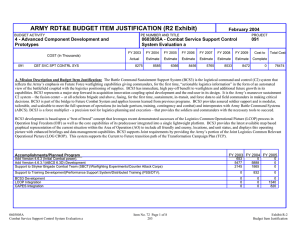 ARMY RDT&amp;E BUDGET ITEM JUSTIFICATION (R2 Exhibit)