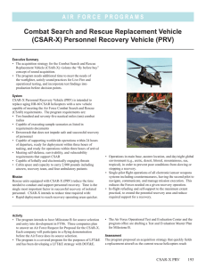 Combat Search and Rescue Replacement Vehicle (CSAR-X) Personnel Recovery Vehicle (PRV)