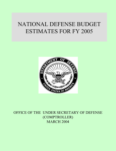 NATIONAL DEFENSE BUDGET ESTIMATES FOR FY 2005 (COMPTROLLER)