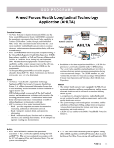 Armed Forces Health Longitudinal Technology Application (AHLTA)