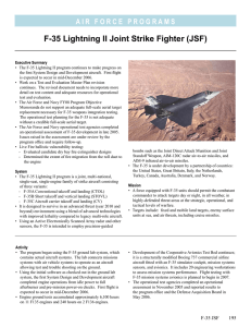 F-35 Lightning II Joint Strike Fighter (JSF)